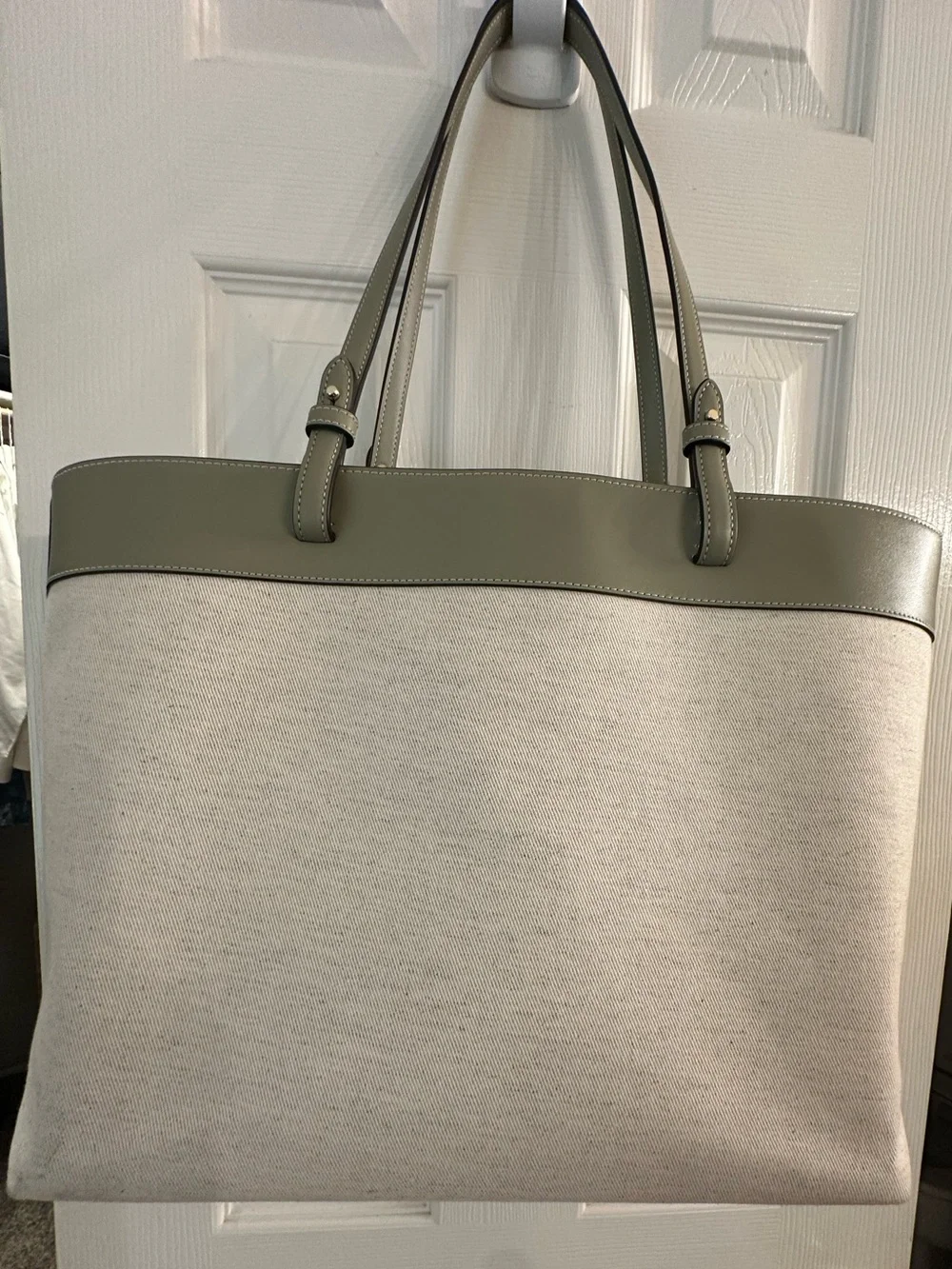 kate spade Olive and Cream Canvas Tote with Coin Pouch